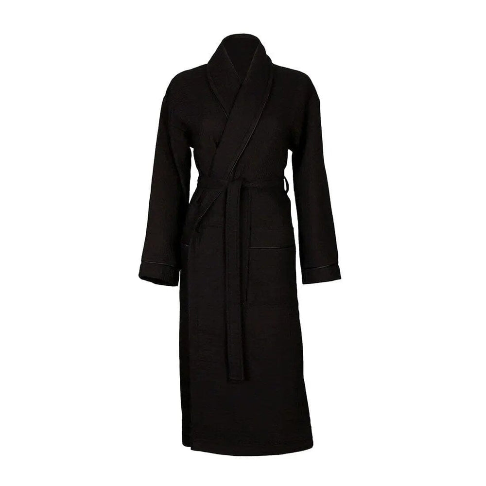 Aztex Shawl Collar Waffle Dressing Gown Black/Black Small