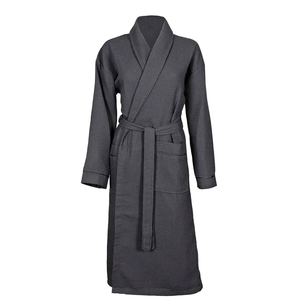 Aztex Shawl Collar Waffle Dressing Gown Slate/Slate Small