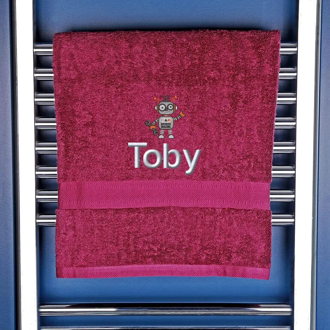 Children's Robot Bath Towel Egyptian - Aubergine