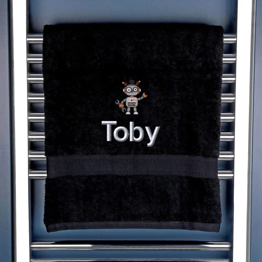 Children's Robot Bath Towel Egyptian - Black