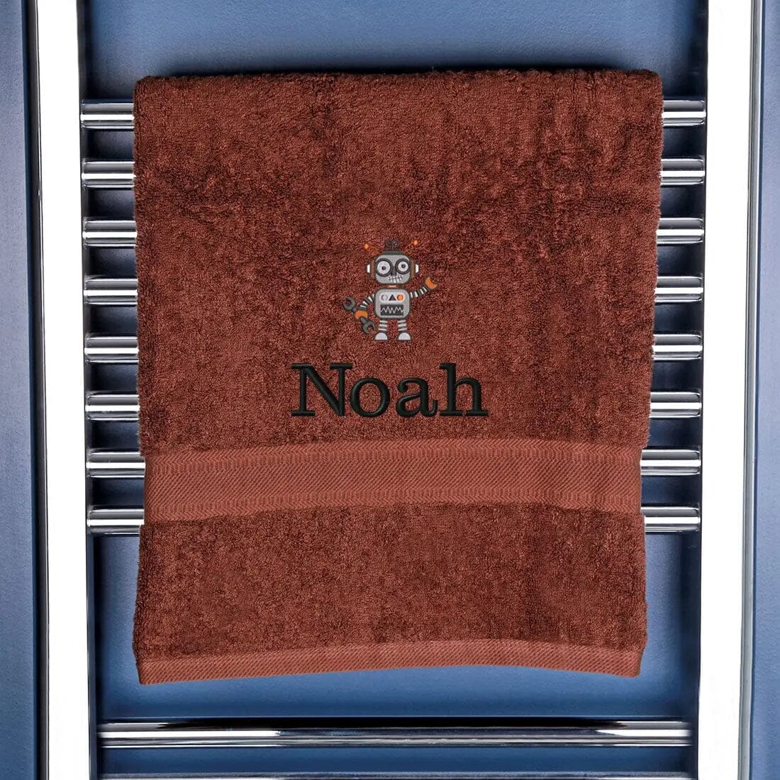 Children's Robot Bath Towel Egyptian - Chocolate
