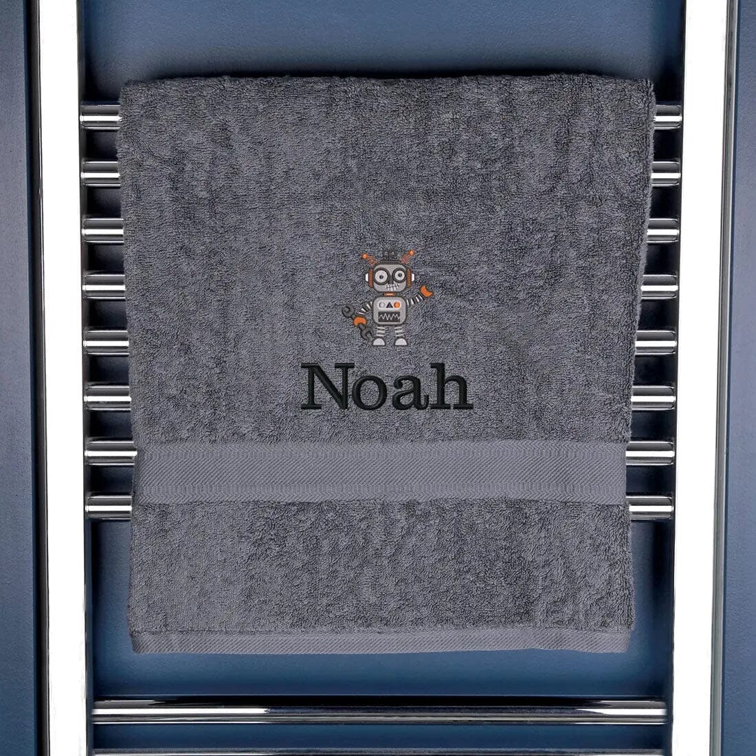 Children's Robot Bath Towel Egyptian - Slate