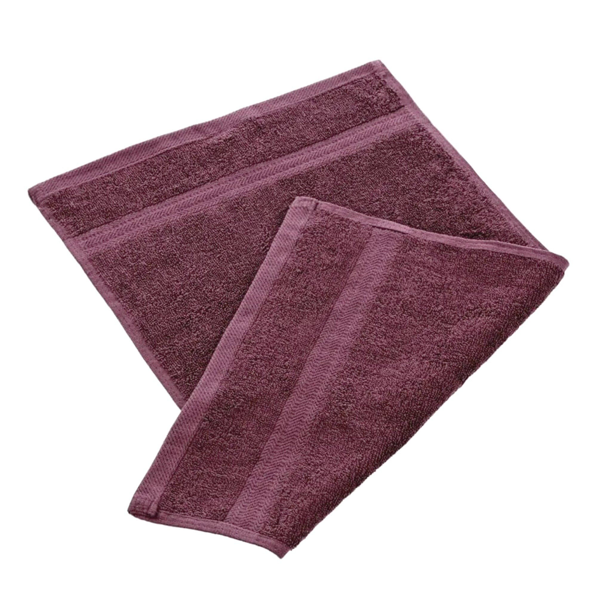 Aubergine egyptian cotton 550gsm manicure guest towel on white background