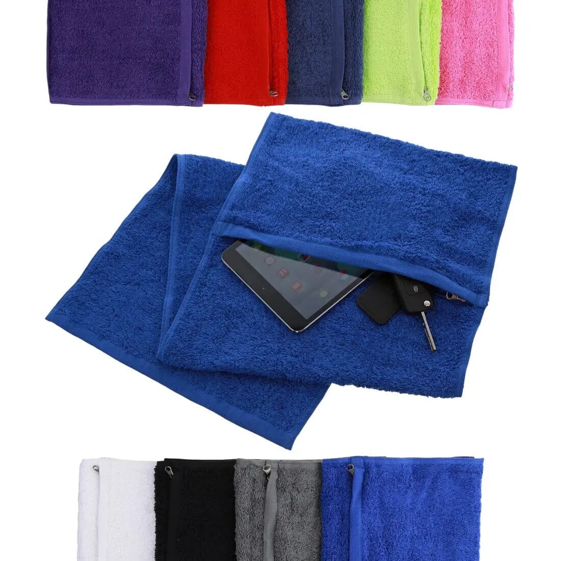 Gym Towel With Zip Compartment Royal
