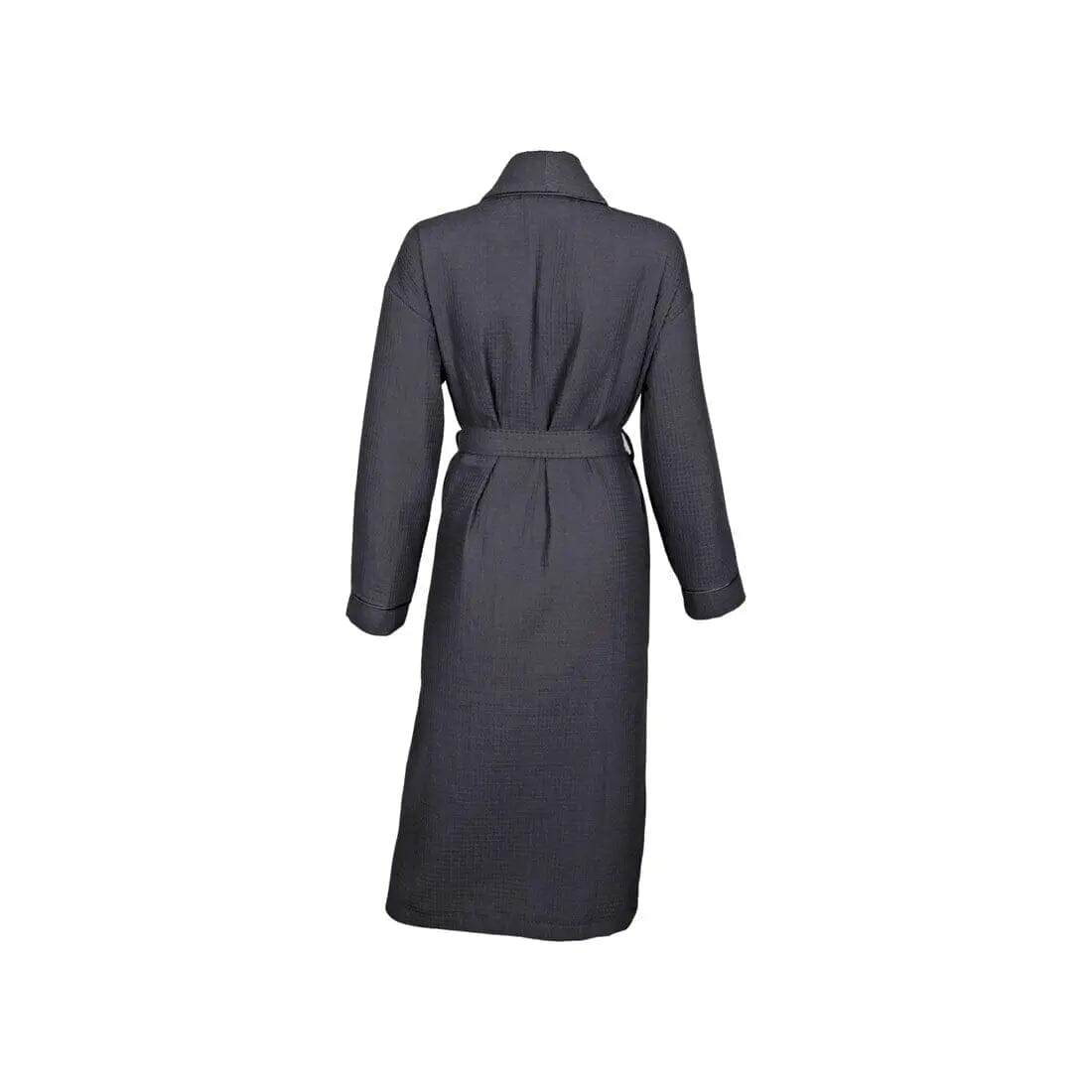 Personalised Back of Robe Aztex Shawl Collar Waffle Dressing Gown Waffle Piping - Slate/Slate Small