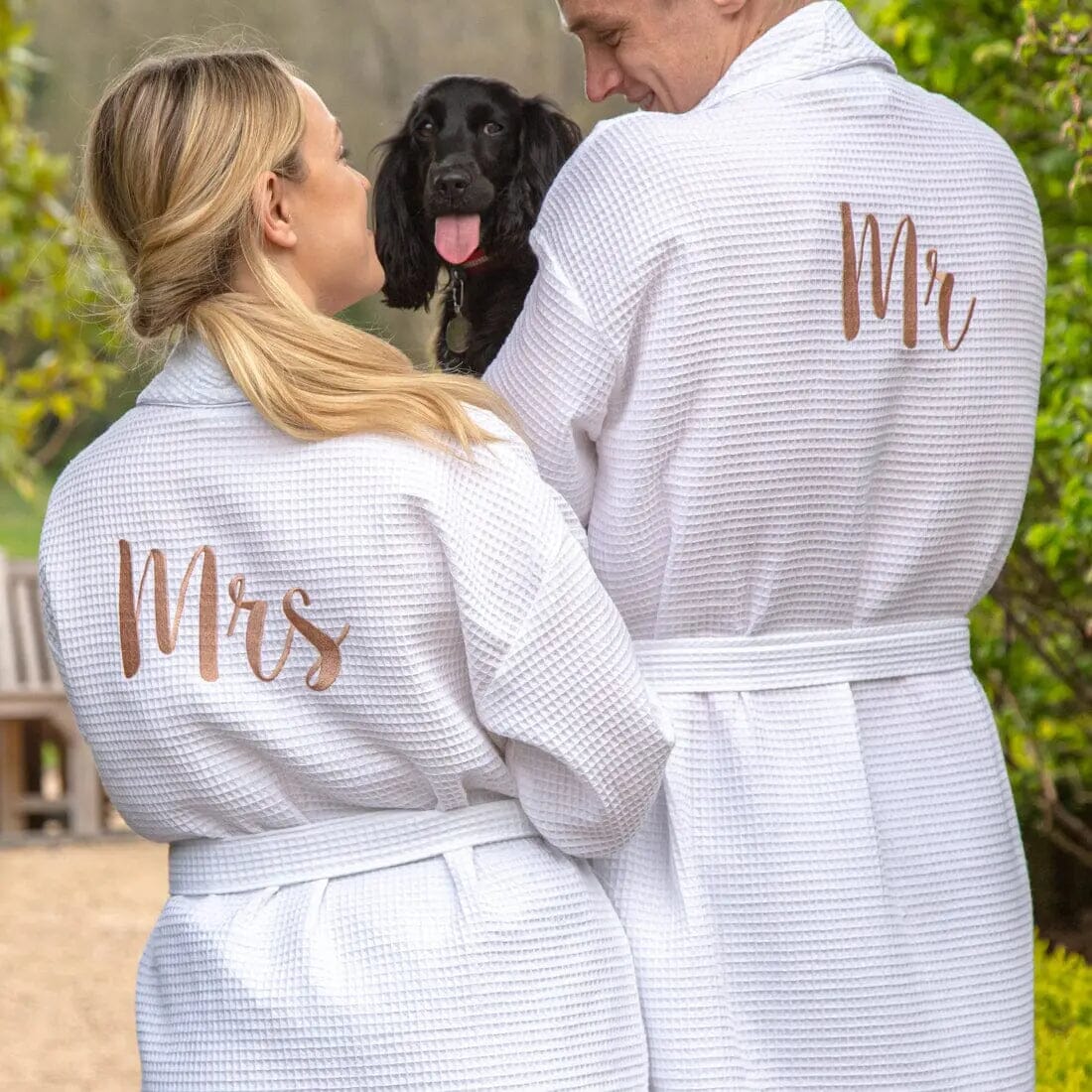 Personalised Back of Robe Aztex Shawl Collar Waffle Dressing Gown