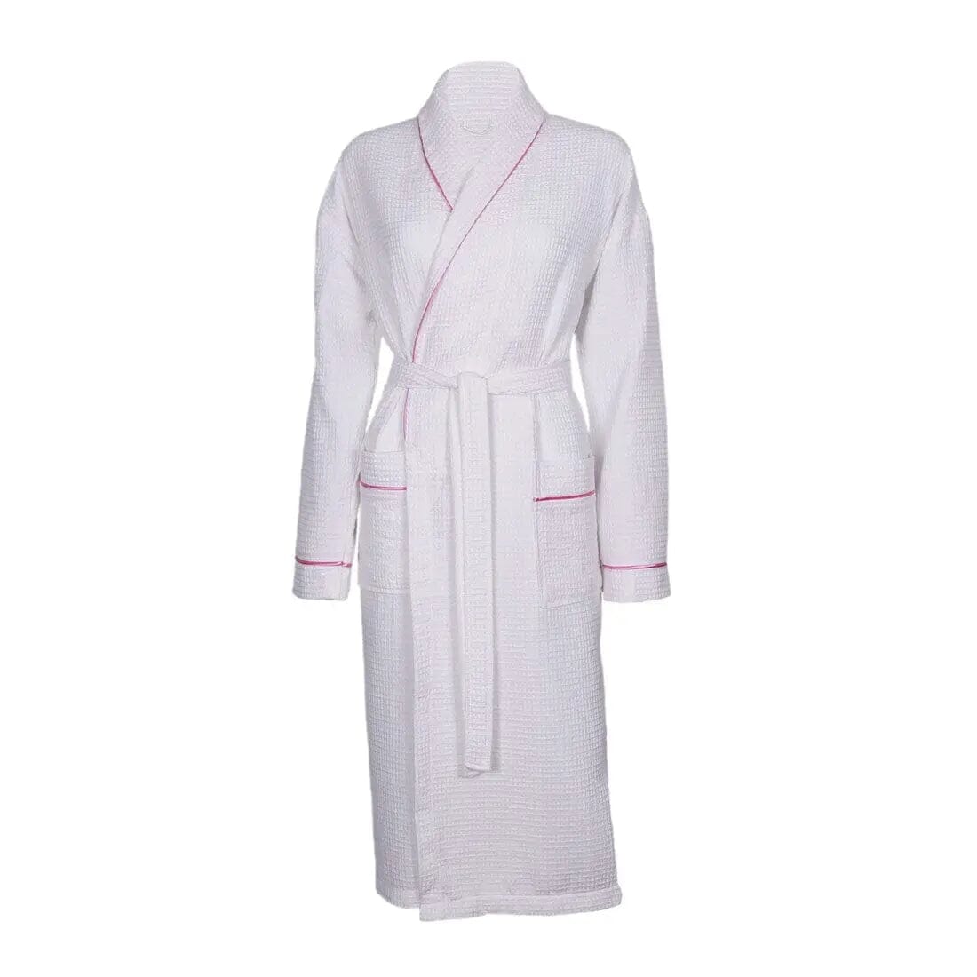 Personalised Back of Robe Aztex Shawl Collar Waffle Dressing Gown Waffle Piping - Pink Small