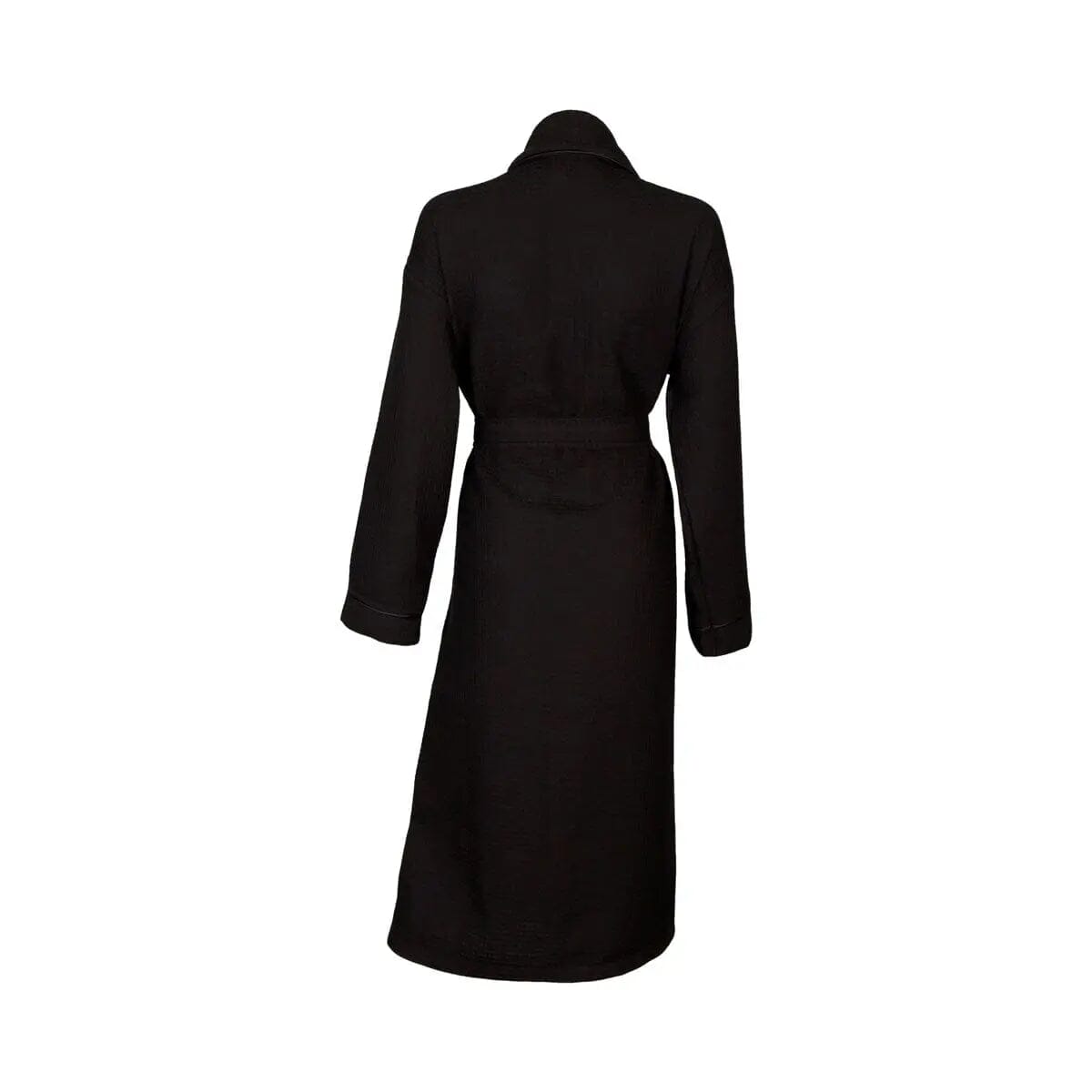 Personalised Back of Robe Aztex Shawl Collar Waffle Dressing Gown Waffle Piping - Black/Black Medium