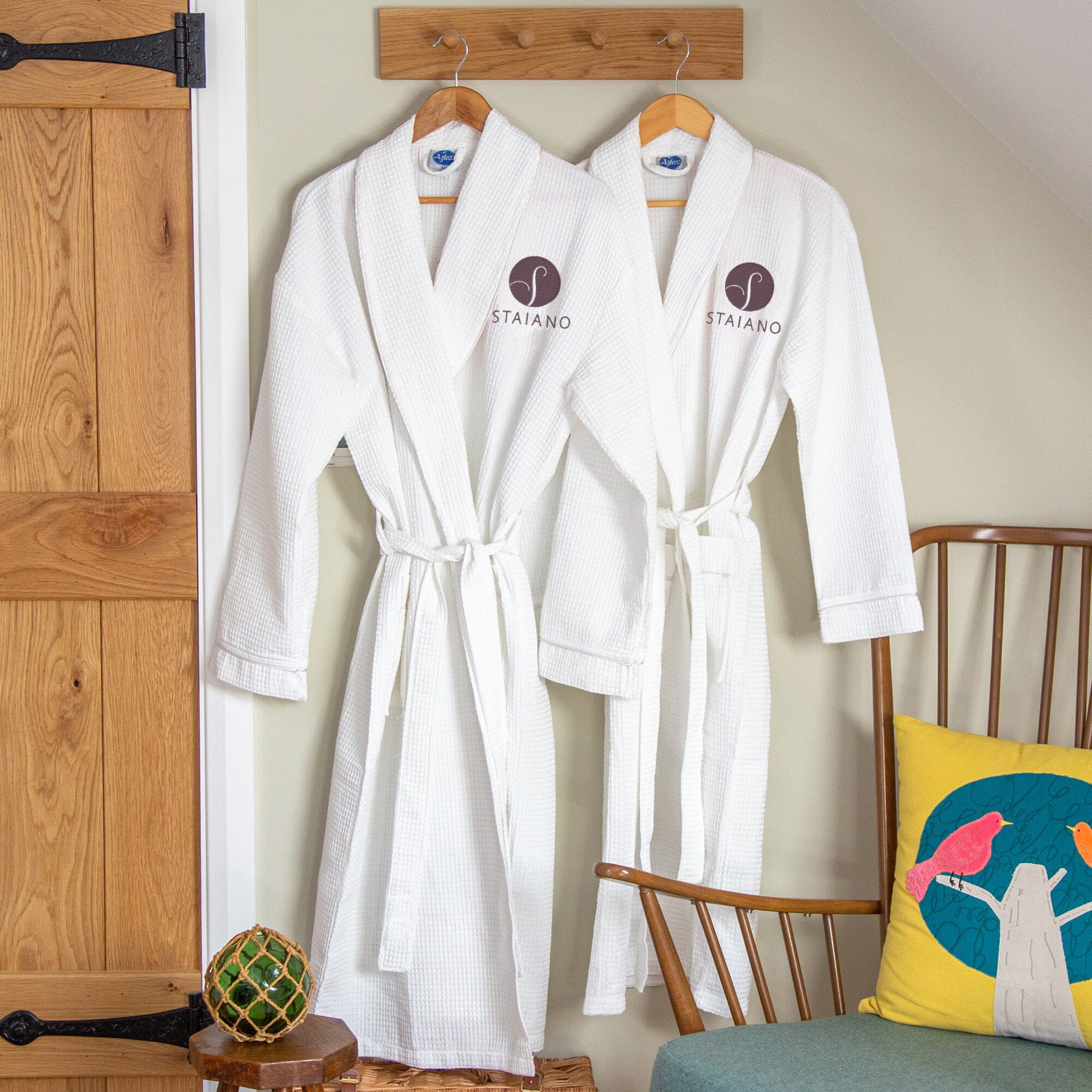 shawl collar cotton robe with business logo