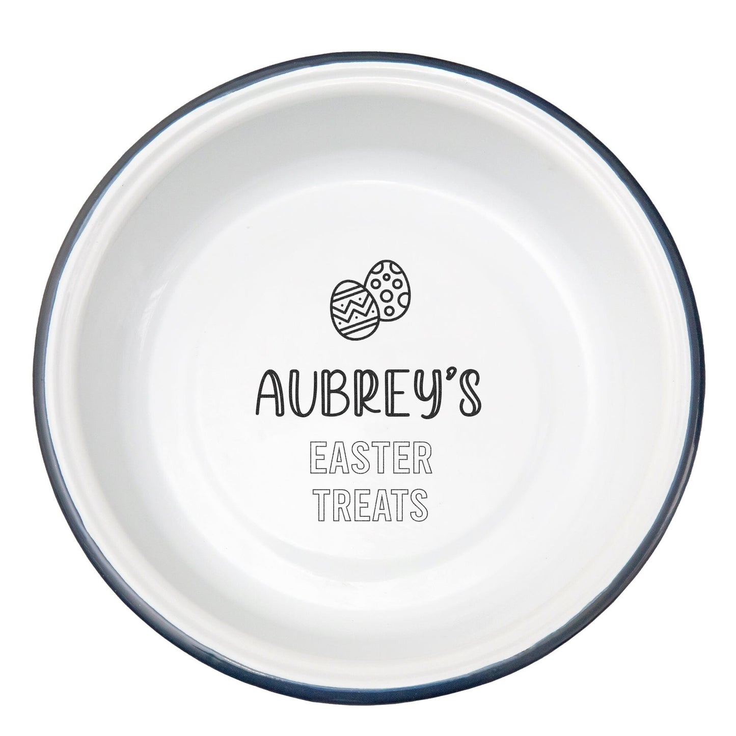 Personalised Easter Treats Enamel Bowl white backdrop