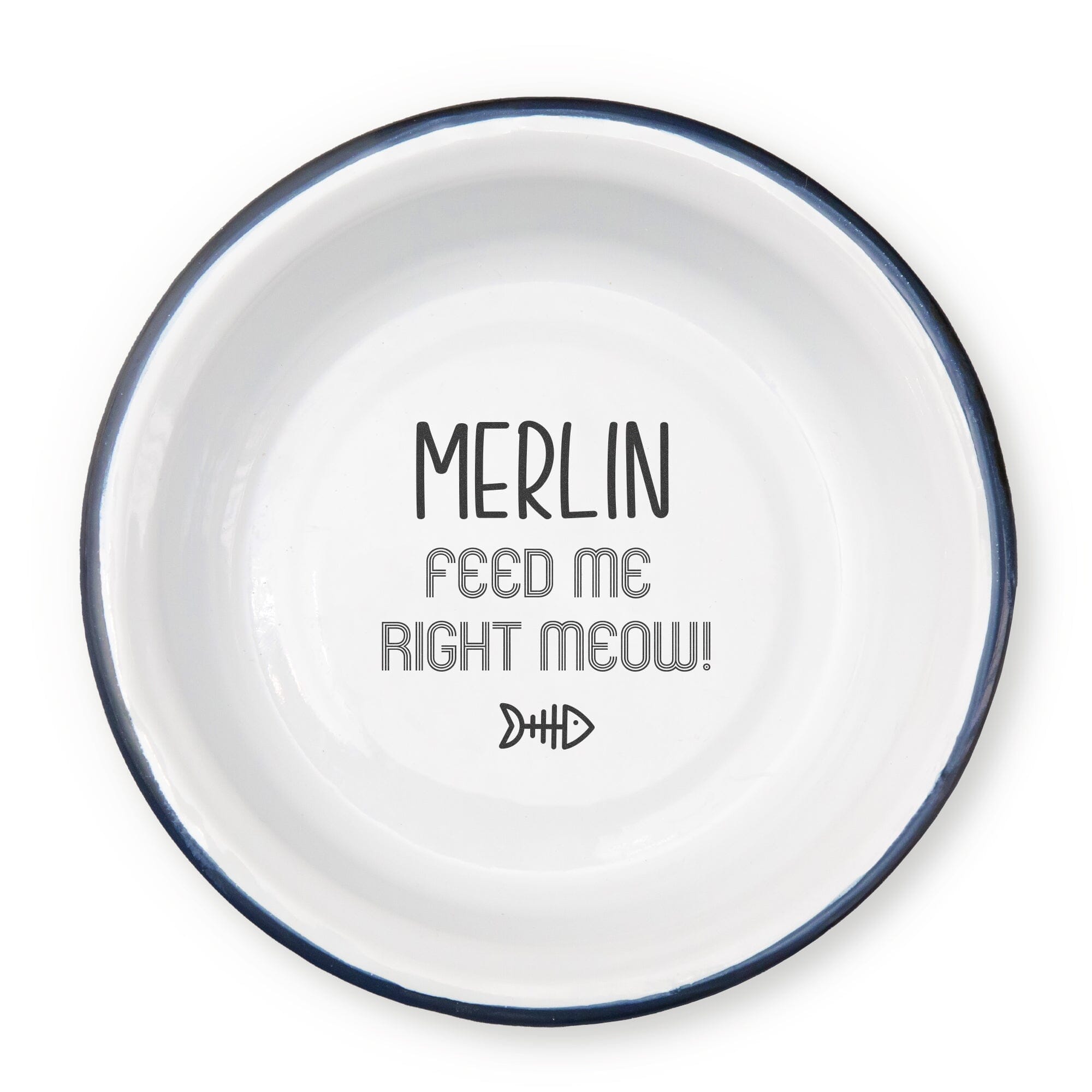 Personalised Enamel Cat Bowl white backdrop