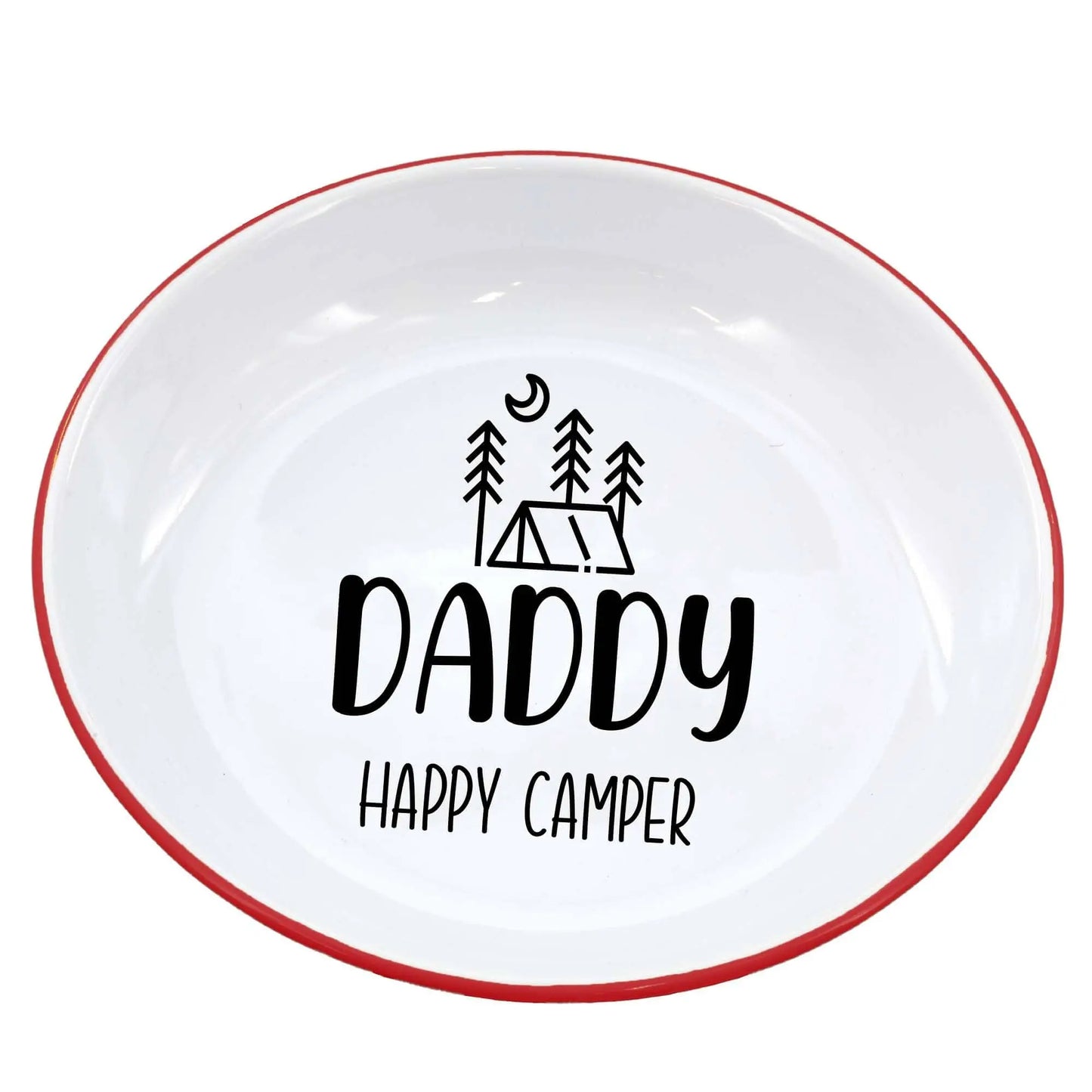 Personalised Happy Camper Enamel Camping Bowl - Tent Logo