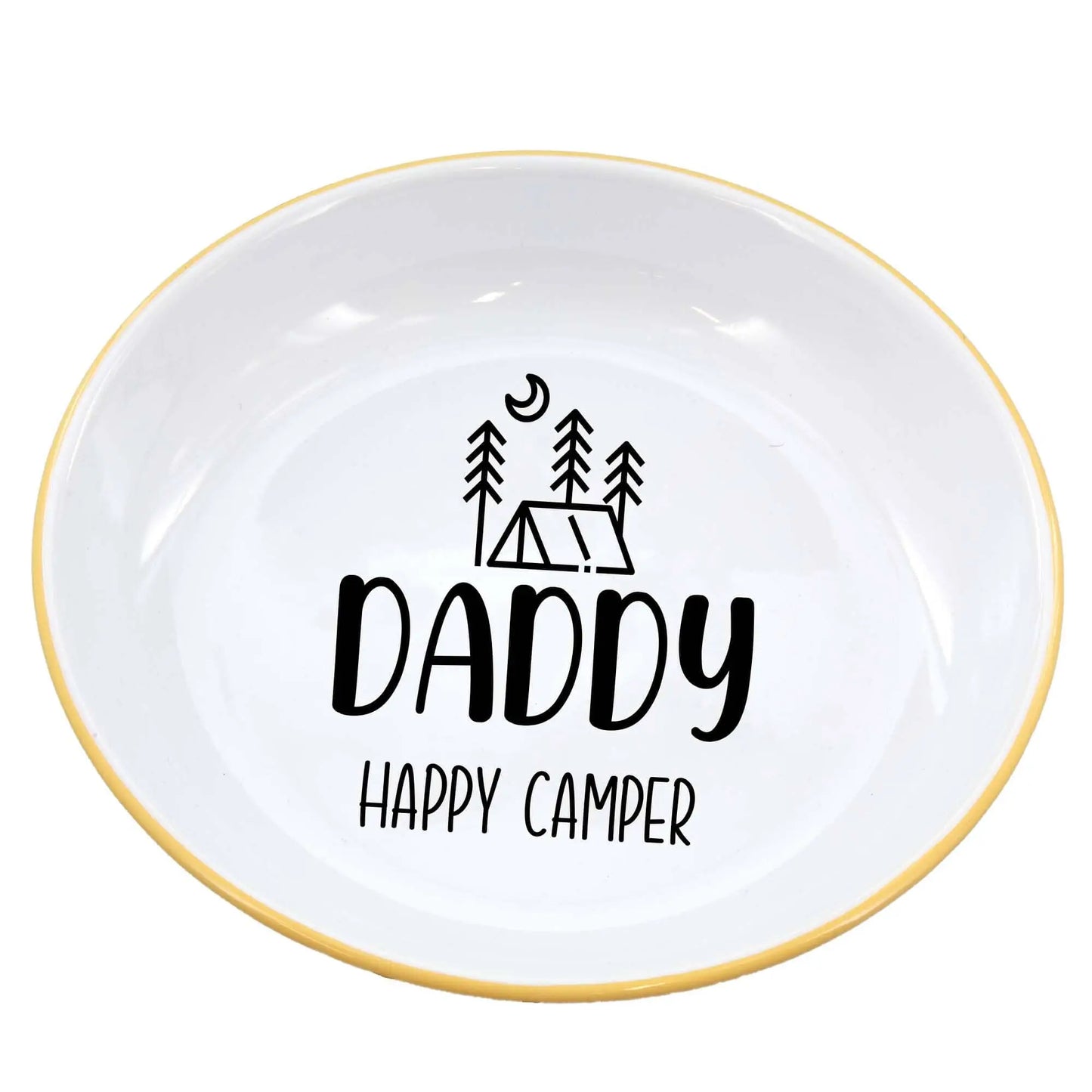 Personalised Happy Camper Enamel Camping Bowl - Tent Logo