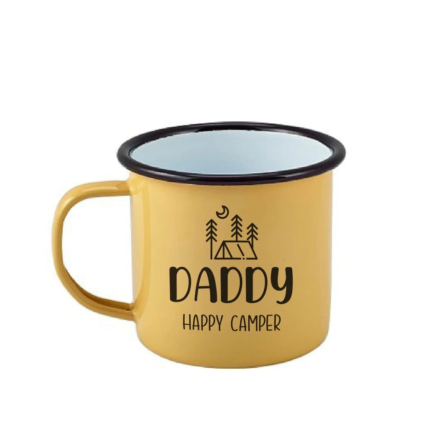 Personalised Happy Camper Enamel Camping Mug - Tent Logo