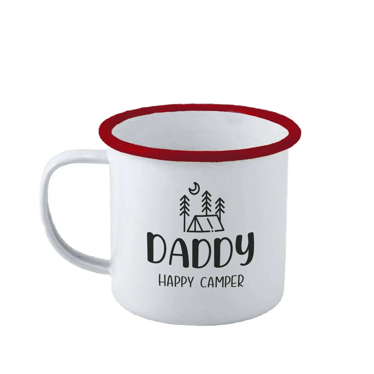 Personalised Happy Camper Enamel Camping Mug - Tent Logo