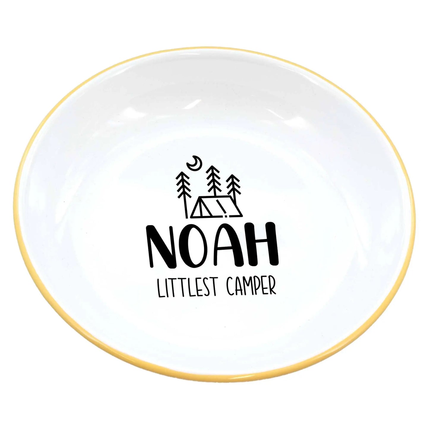 Personalised Littlest Camper Enamel Camping Bowl - Tent Logo