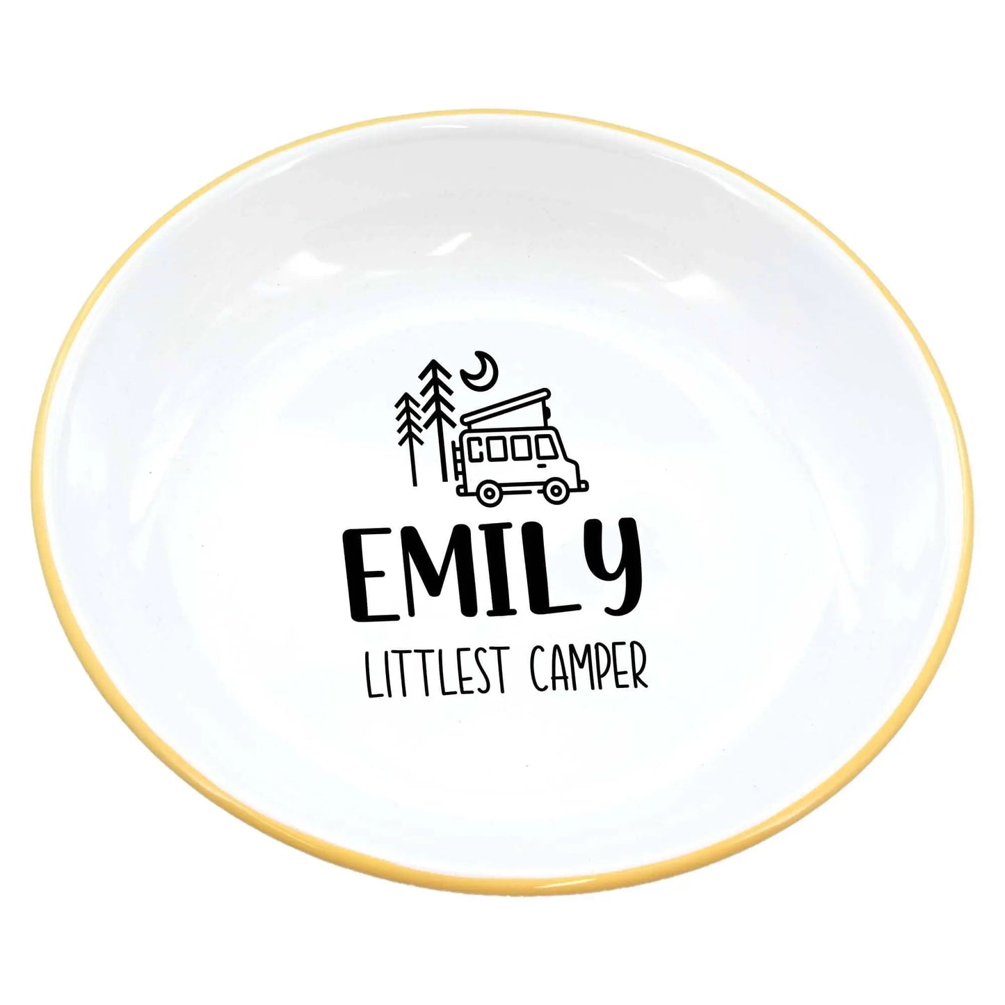 Personalised Littlest Camper Enamel Camping Bowl - Van Logo
