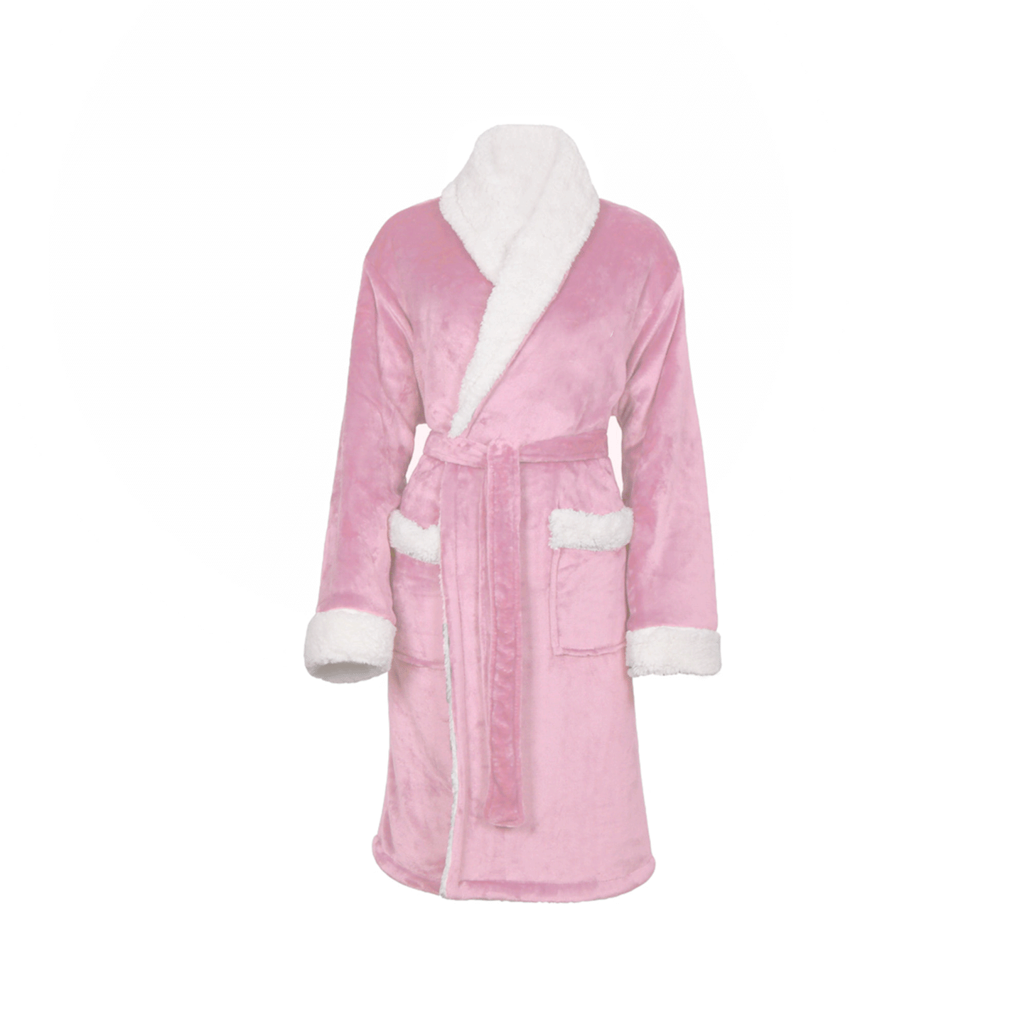 Personalised Sherpa Fleece Dressing Gown - Front and Back Embroidery - Duncan Stewart 1978 Pink-Large-Extra-Large Duncan Stewart 1978