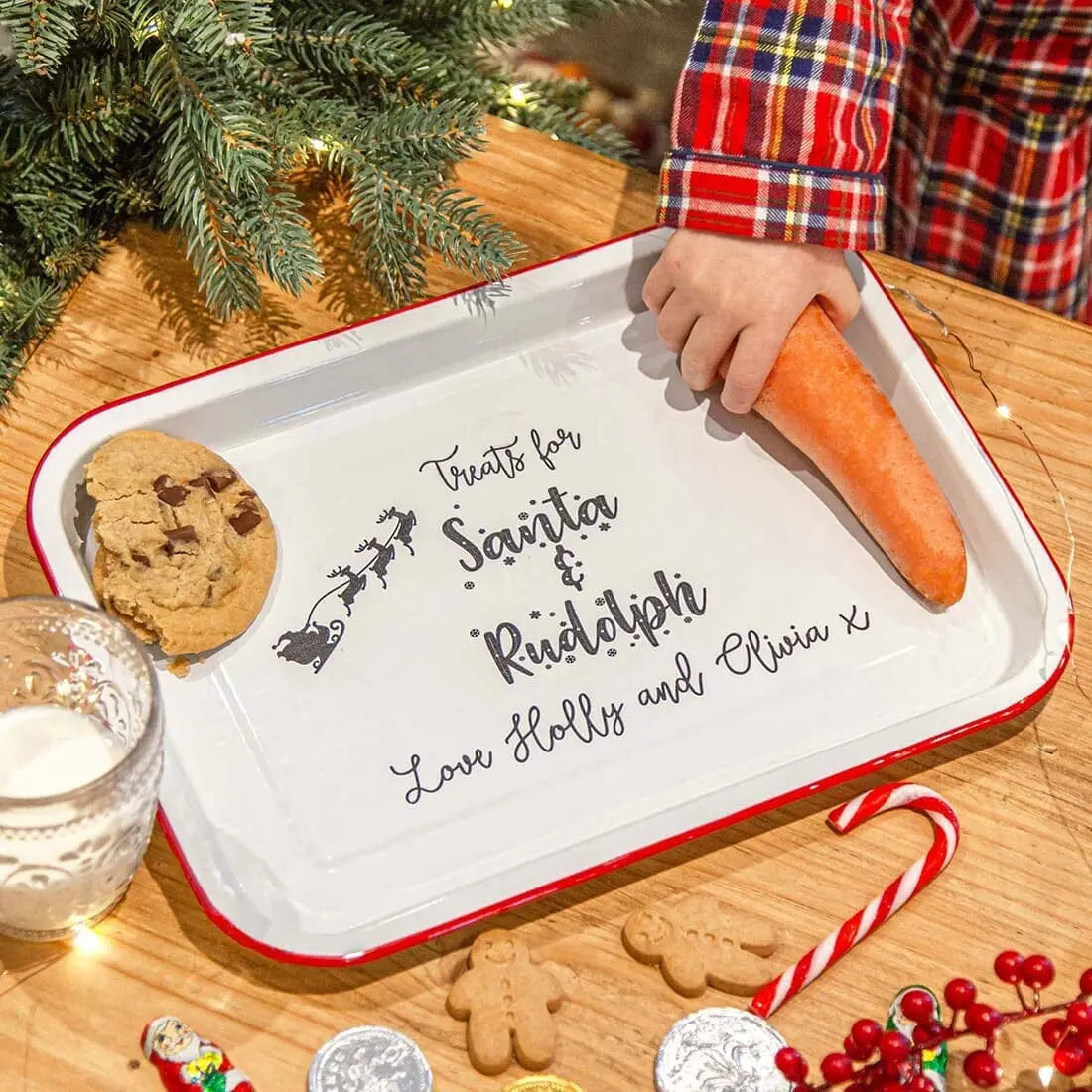 Personalised Treats For Santa Enamel Tray