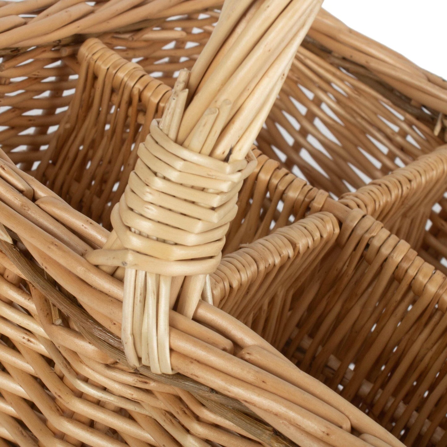 Closeup of Wicker Wine carrier's handle