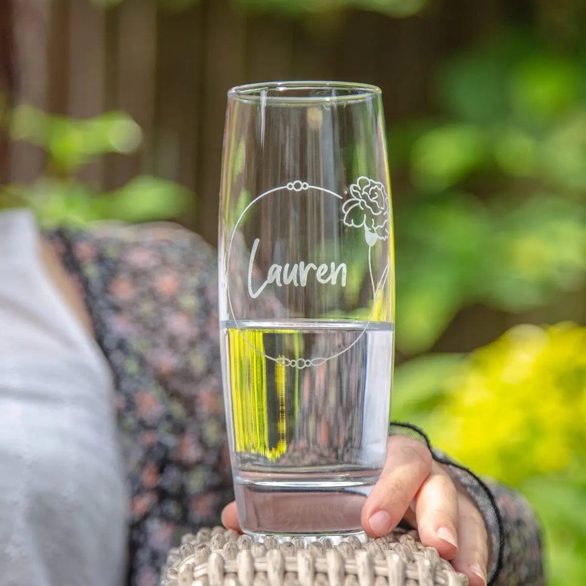 Personalised Birth Flower Hi Ball Glass Tumbler
