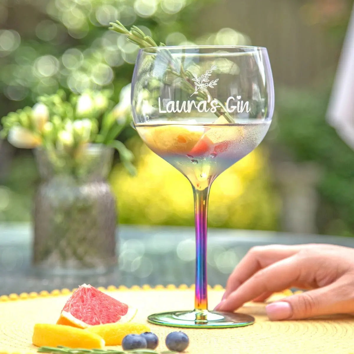 Personalised Botanical Metallic Gin Glass