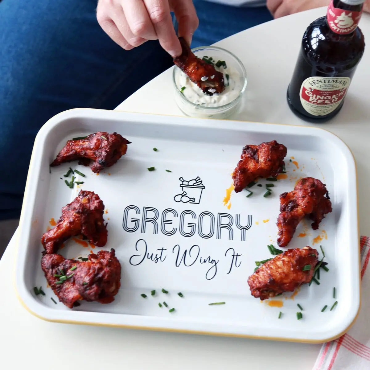 Personalised Chicken Wing Enamel Tray