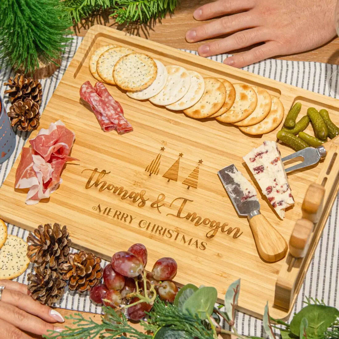 Personalised Christmas Bamboo Cheese Board Set