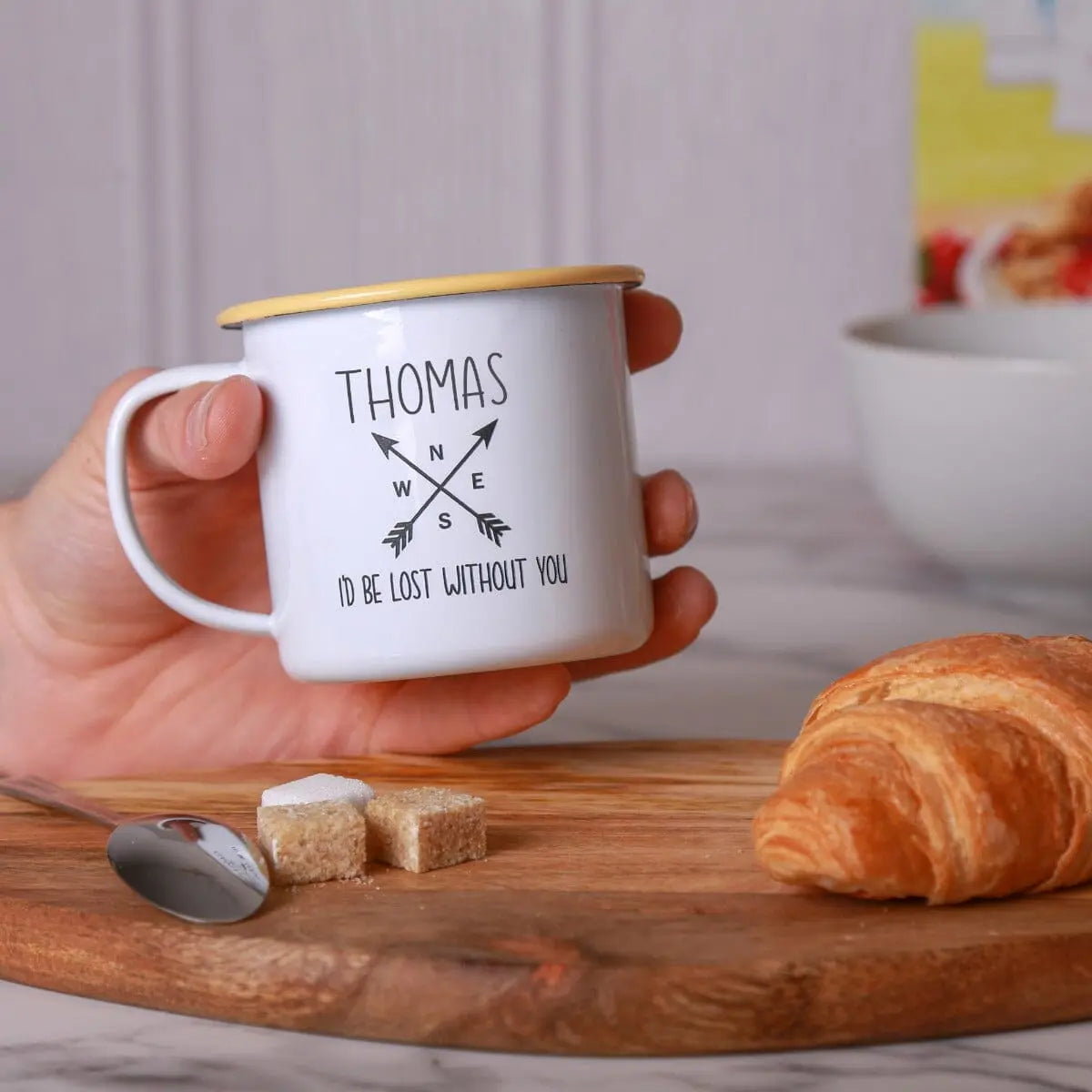 Personalised Compass Enamel Mug