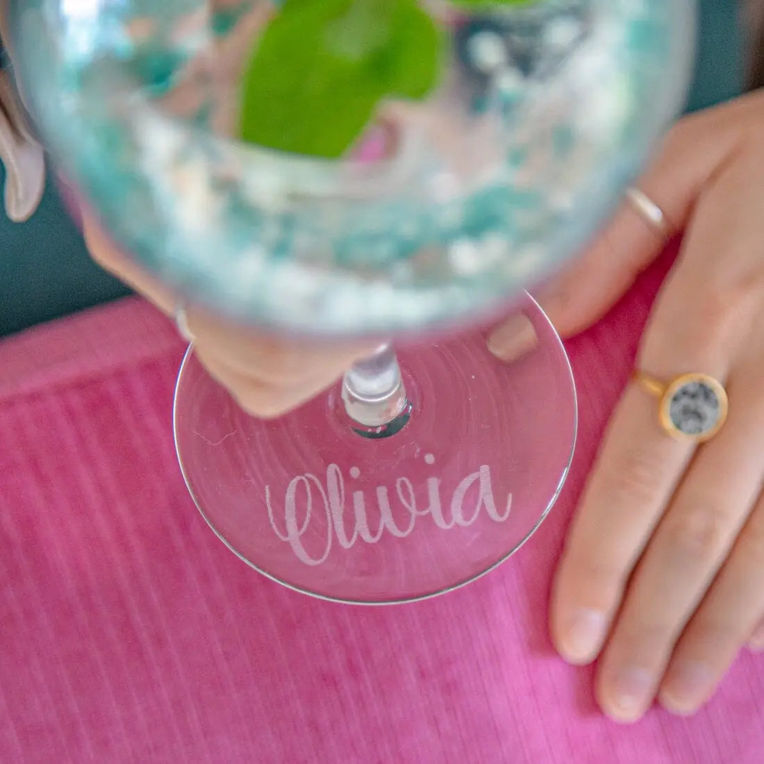 Personalised Engraved Terrazzo Style Gin Glass