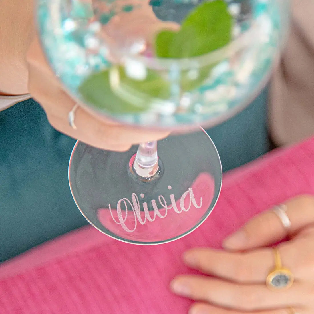 Personalised Engraved Terrazzo Style Gin Glass
