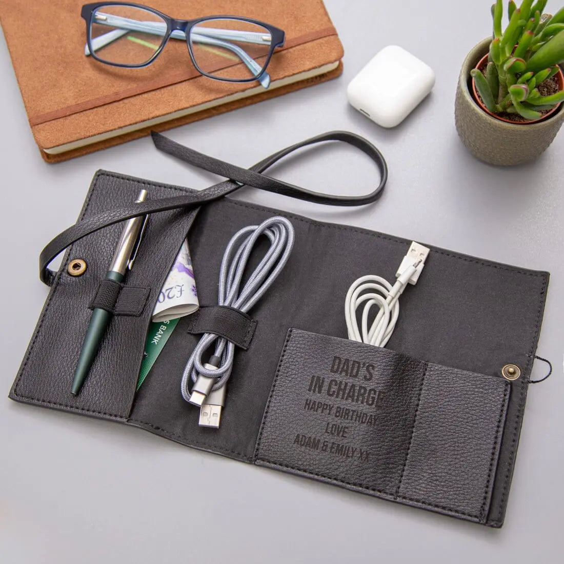 Personalised Faux Leather Cable Tidy