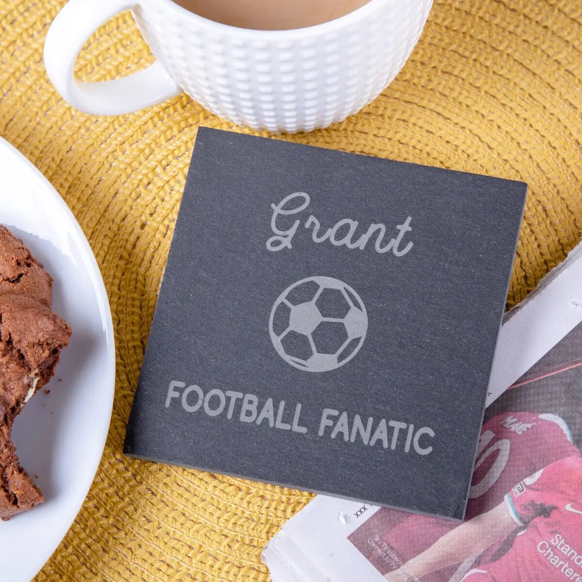 Personalised Football Fanatic Slate Coaster