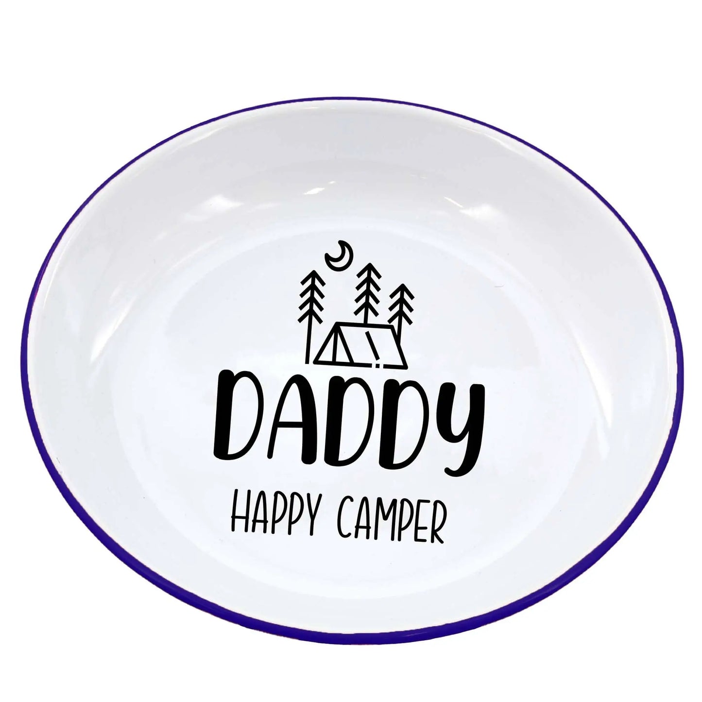 Personalised Happy Camper Enamel Camping Bowl - Tent Logo