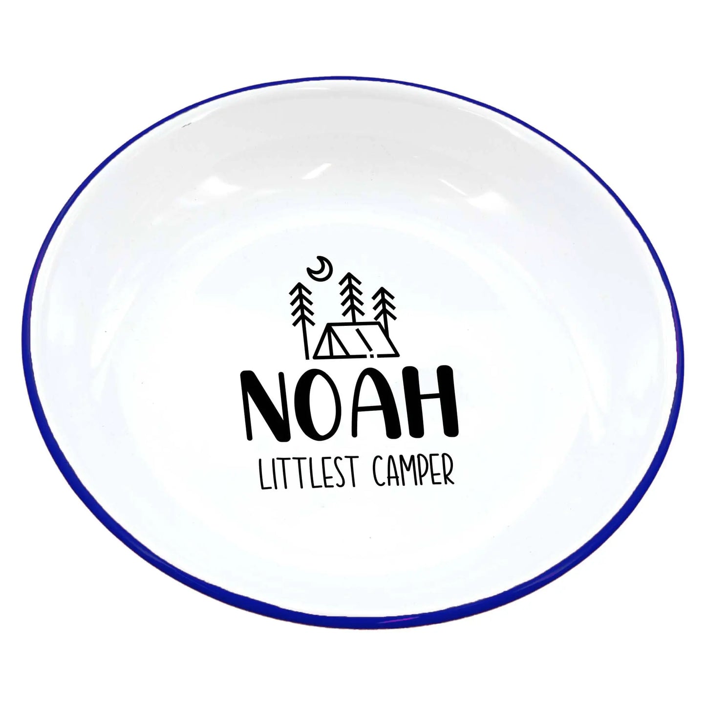 Personalised Littlest Camper Enamel Camping Bowl - Tent Logo