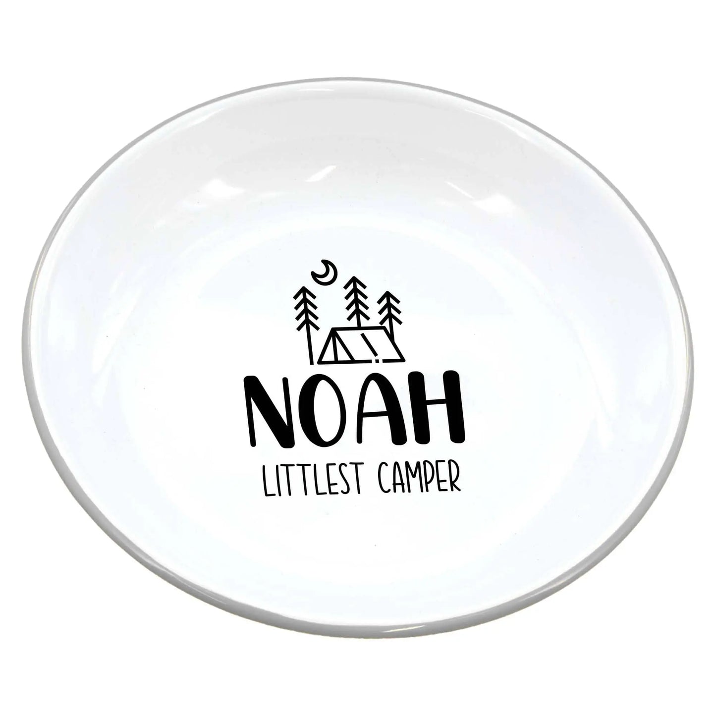 Personalised Littlest Camper Enamel Camping Bowl - Tent Logo