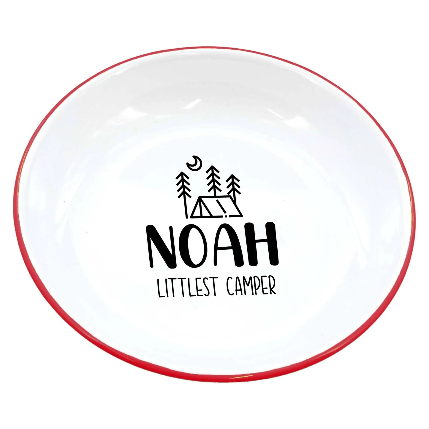 Personalised Littlest Camper Enamel Camping Bowl - Tent Logo