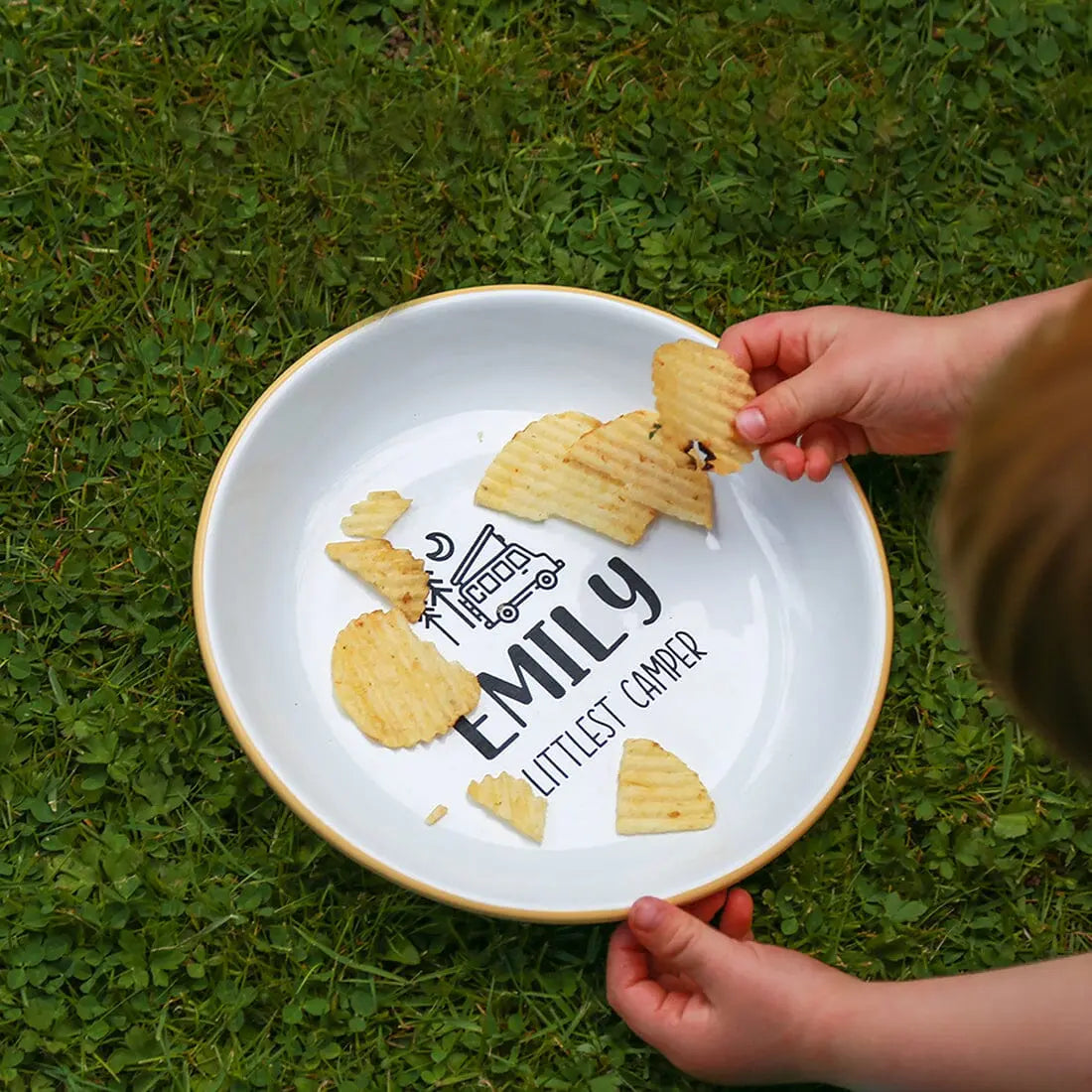 Personalised Littlest Camper Enamel Camping Bowl - Van Logo
