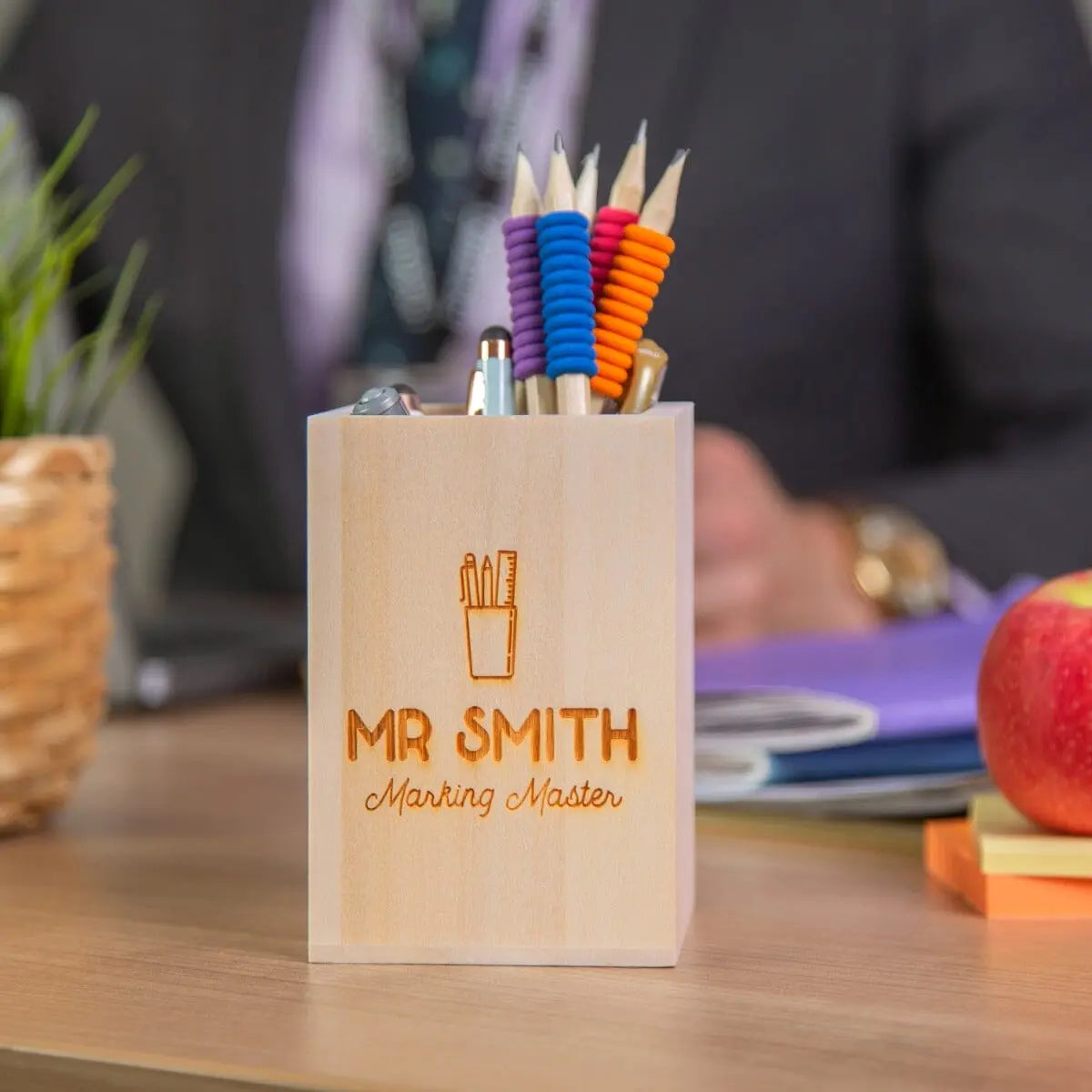 Personalised Marking Master Teacher Wooden Pen Pot