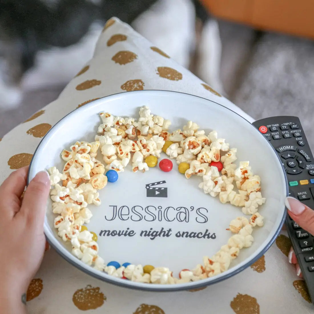 Personalised Movie Night Snacks Enamel Bowl