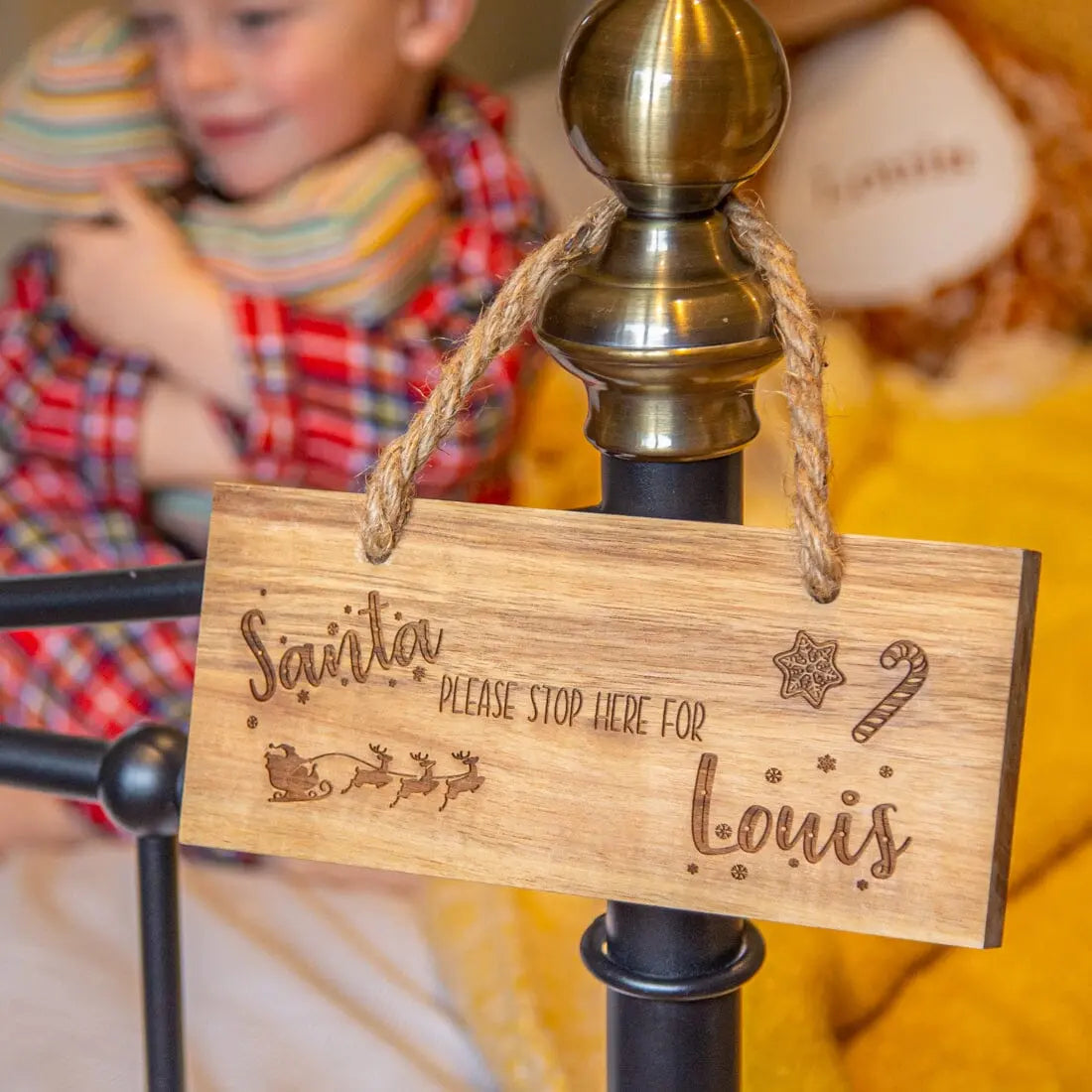 Personalised Santa Stop Here Wooden Sign