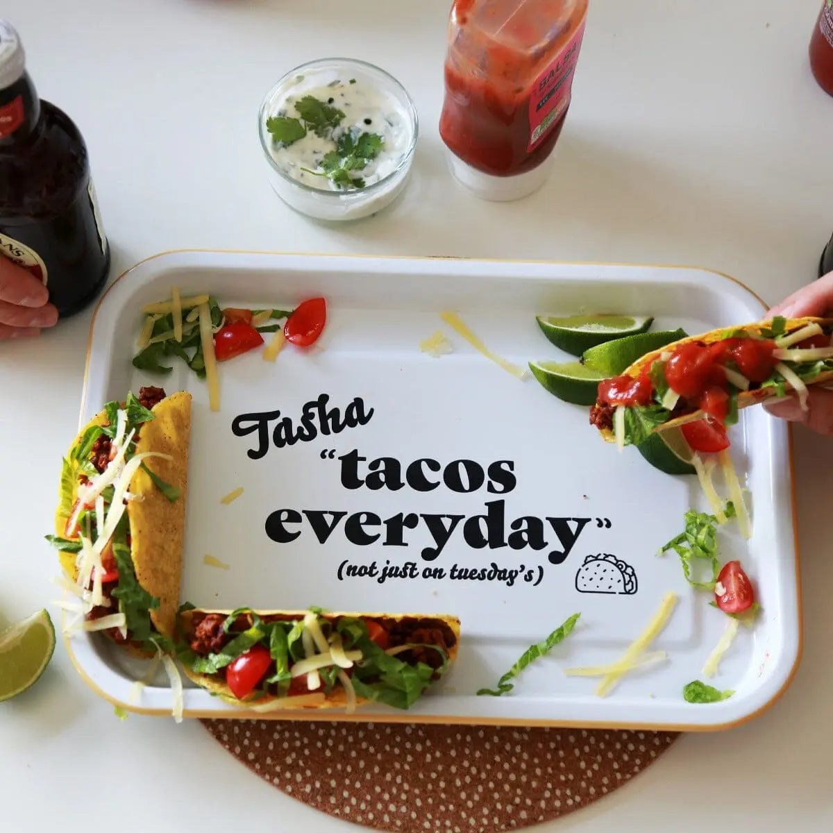 Personalised Tacos Enamel Serving Tray
