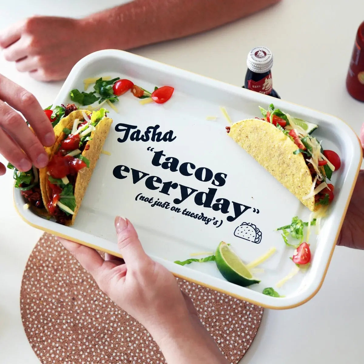 Personalised Tacos Enamel Serving Tray