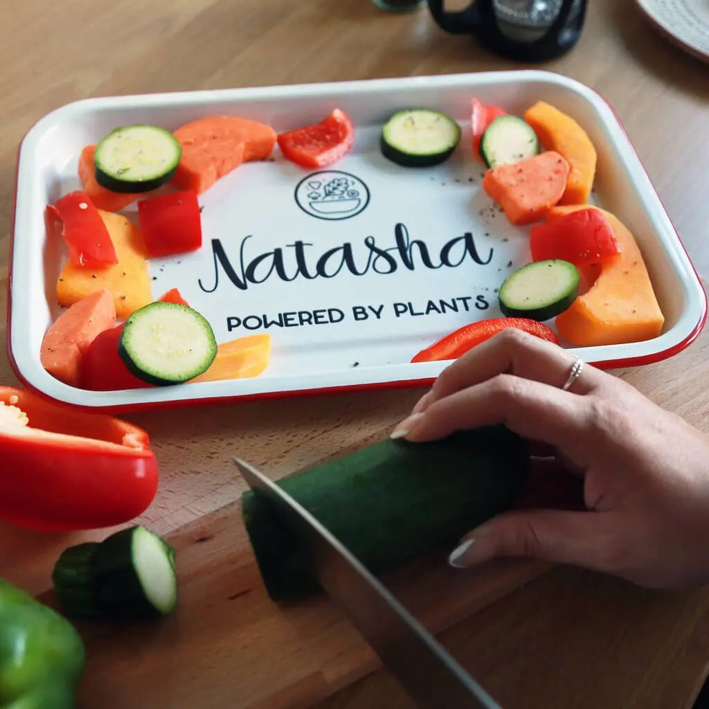 Personalised Vegan Enamel Serving Tray