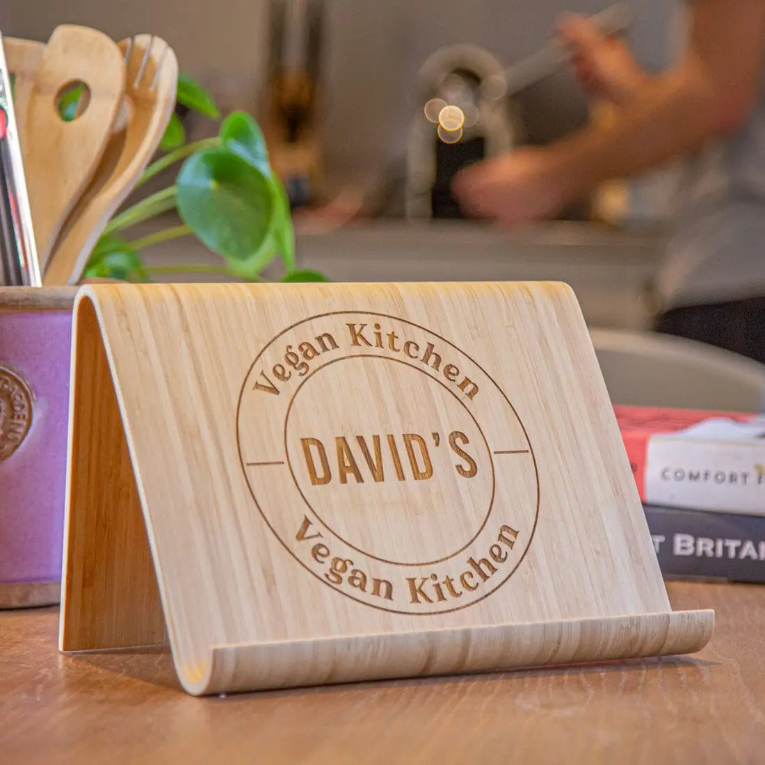 Personalised Vegan Kitchen Bamboo Cook Book Stand