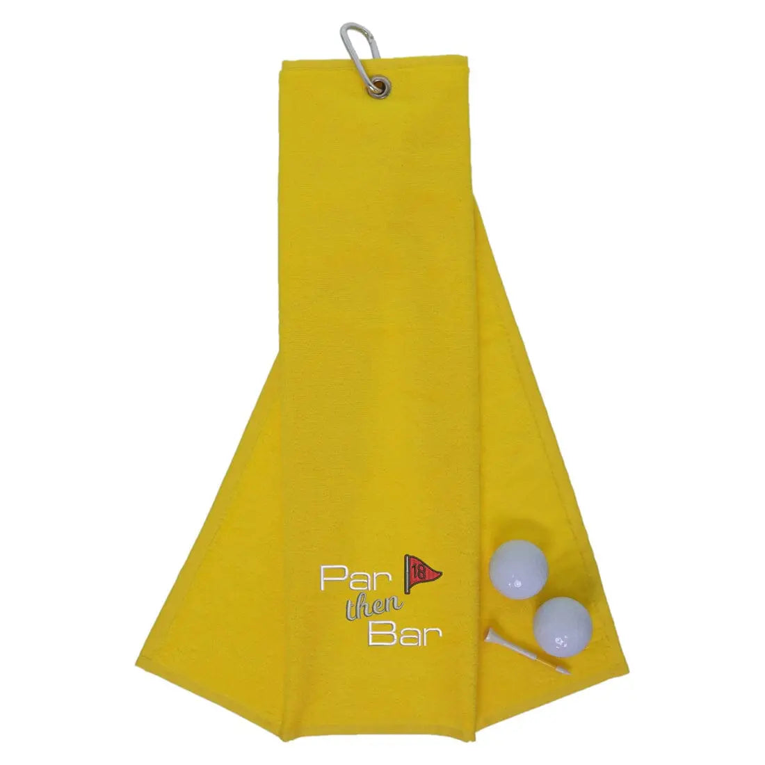 Tri-Fold Golf Towel Embroidered With Par Then Bar Logo Yellow  