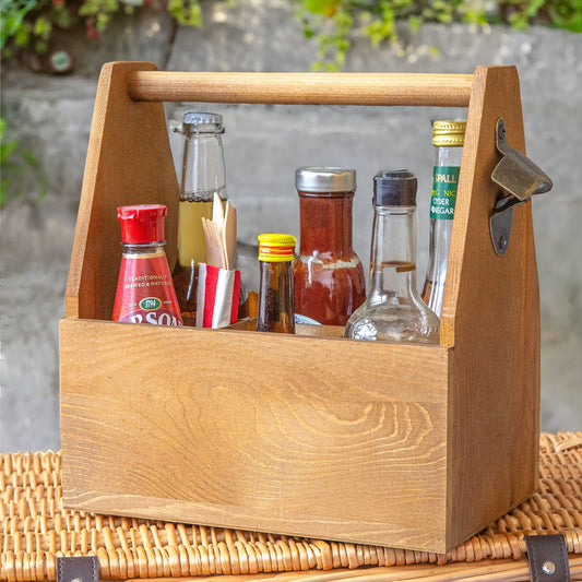 6-Bottle Carrier with Built-in Opener in a picnic scene