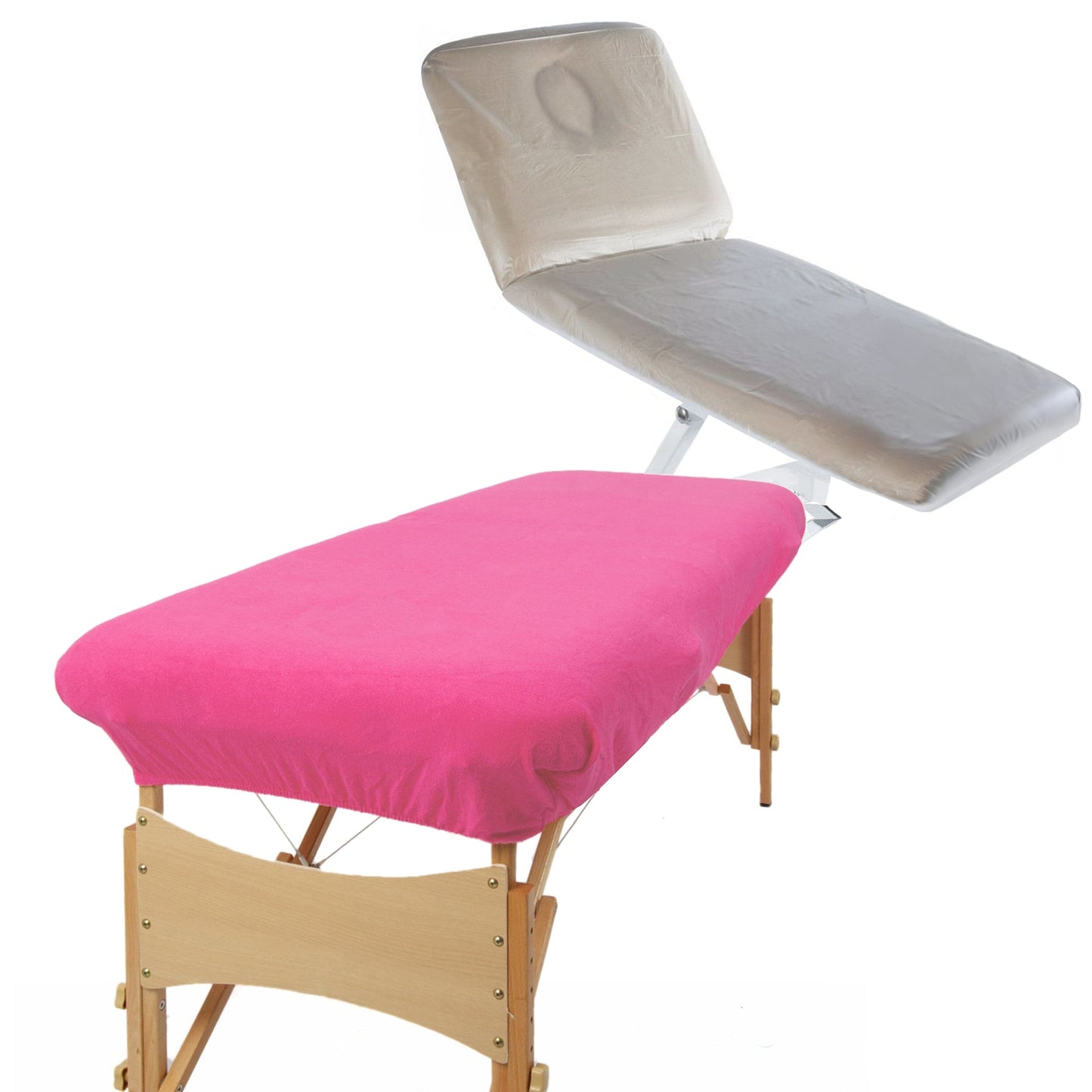 Pink aztex classic value massage couch cover without face hole and pvc couch cover bundle 