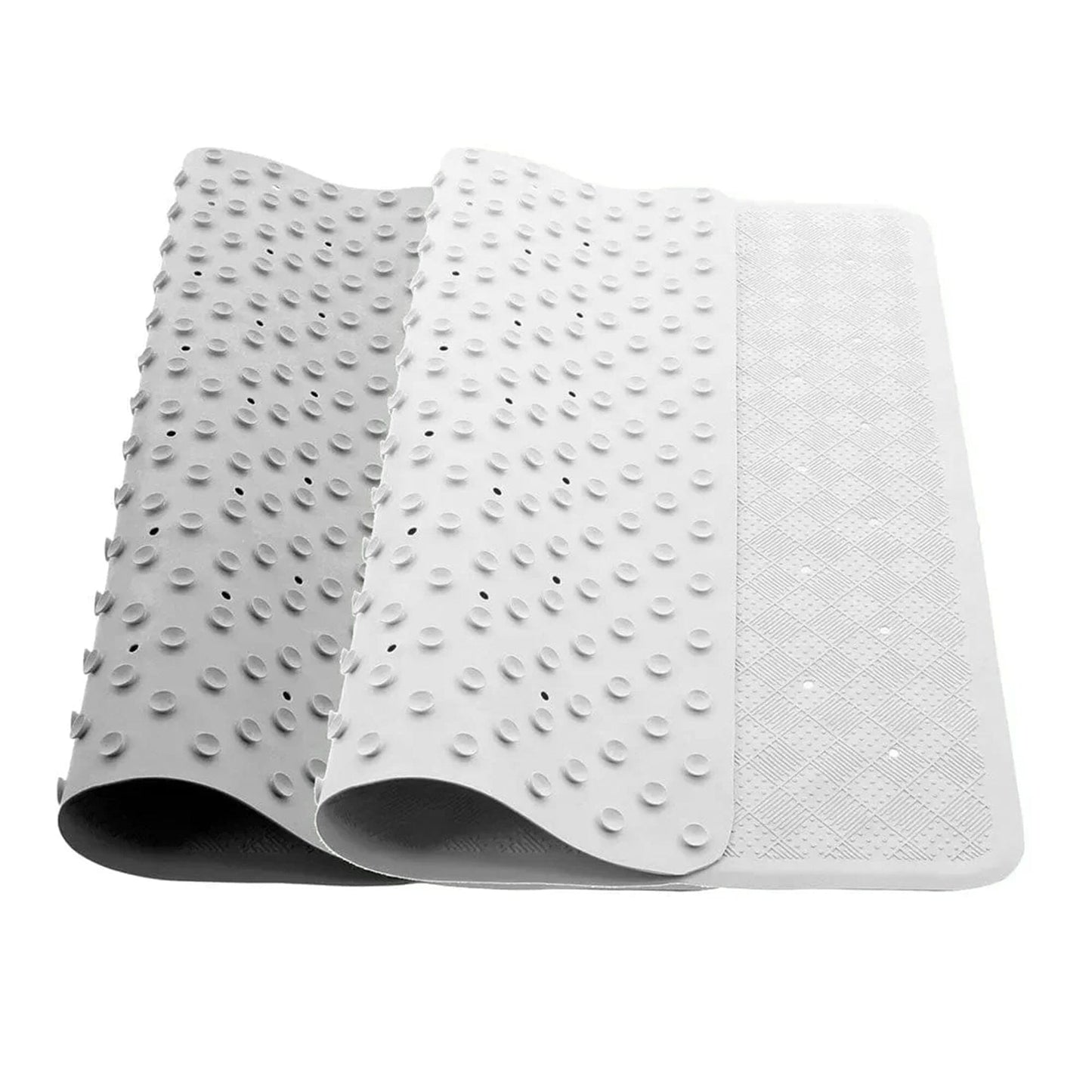 White & Slate anti-fungal rubber shower mat folded on white backdrop