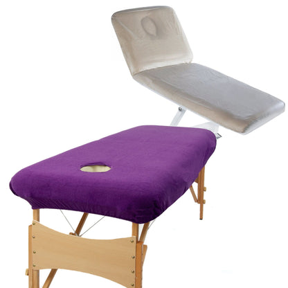 Purple aztex classic value massage couch cover with face hole and pvc couch cover bundle 